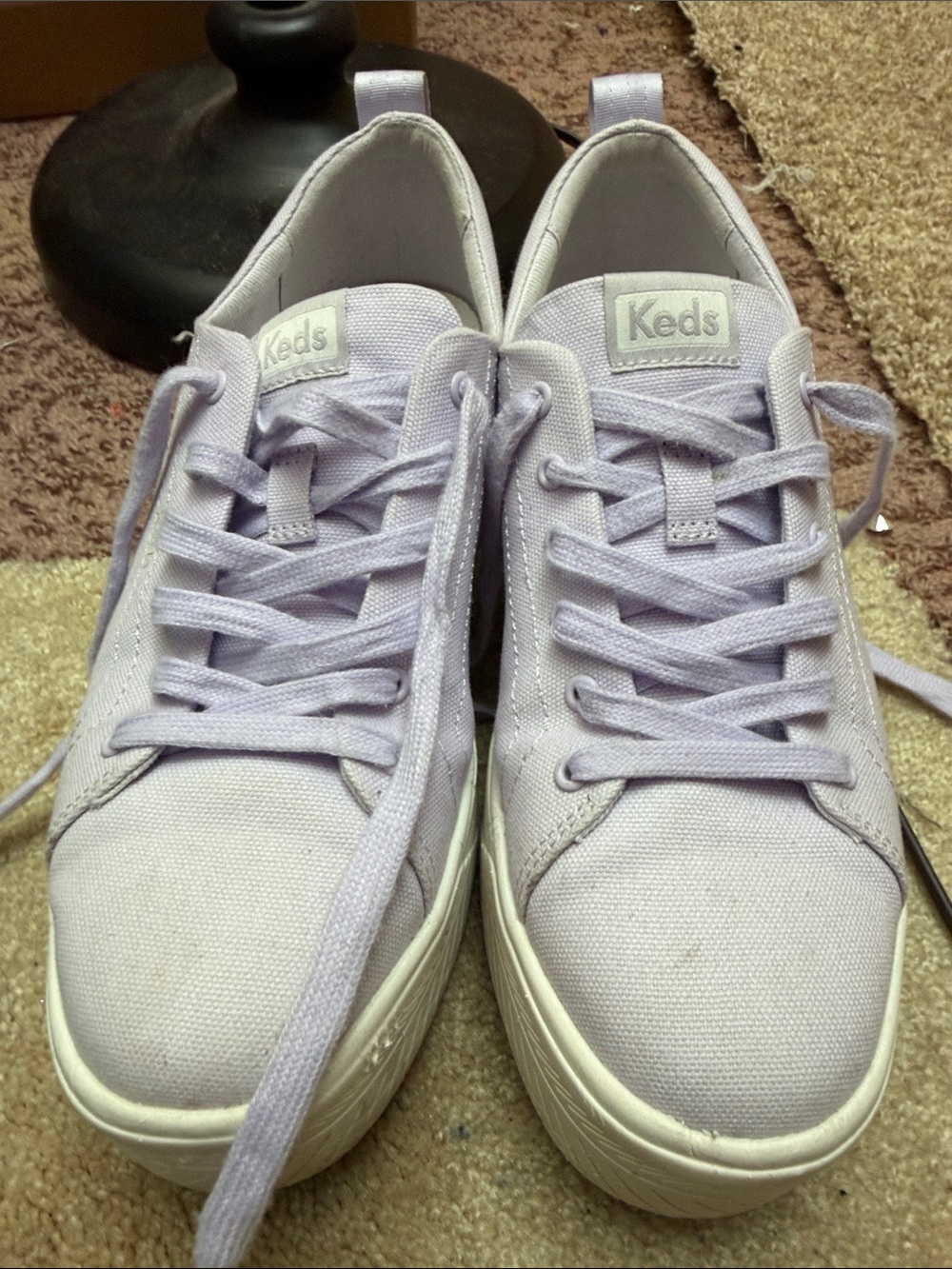 Keds Lavender Canvas Platform Lace-Up Sneakers